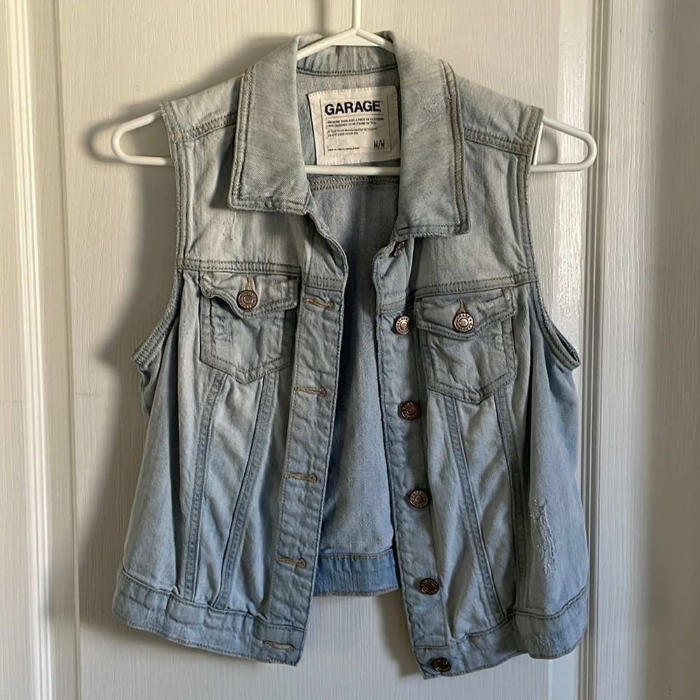 Distressed Light Denim Jean Vest